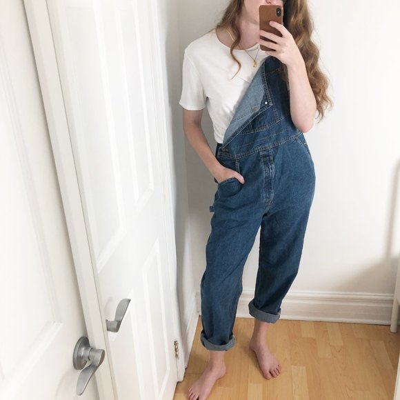 Vintage Denim - Vintage Lee's Oversized Rigid Denim High Waisted Straight Leg Mom Jean Overalls